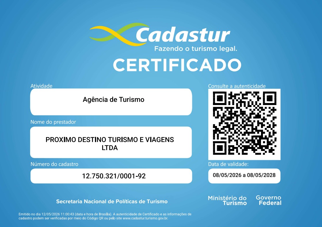 Certificado Cadastur Próximo Destino Turismo